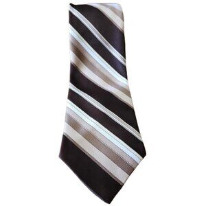 Vintage Pegasus Canada Necktie – Wide Brown Striped Tie 140cm x 10cm 100% Poly